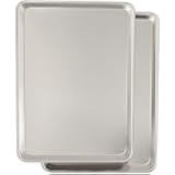 Commercial Quality Baking Sheet Pan Set, Natural Aluminum Cookie Sheet, Umite Chef Warp Resistant Baker's Half Sheet Pan, Large Thick Cookie Tray Pans for Baking, Roasting(2 Pack, 18X13In)