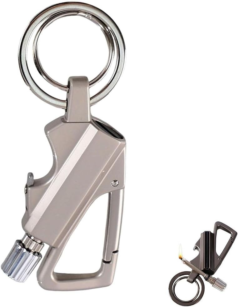 Keychain Lighter, Metal Kerosene Match Lighter, Soft Flame, Suitable for Candle Camping Men's Gift(2pack 2)