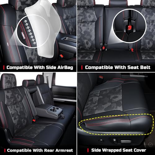 Image of Carlimeki Leather Seat Covers Custom Fit for Tundra 2014-2021 CrewMax