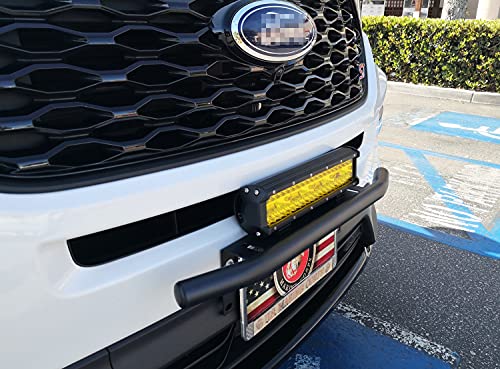 Ijdmtoy Aa3117 Universal Fit Bull Bar Style Black Painted Stainless Steel Front Bumper License Plate Mount Bracket Holder Compatible With Off-Road Lights, Led Work Lamps, Led Lighting Bar #TOP7