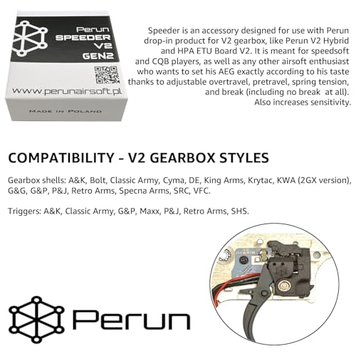 Image of Perun Mosfet Upgrade for AEG Airsoft Rifle V2 Tokyo Marui Gearbox V3, G&G ETU Gearbox, Krytac Kriss Vector, VFC G28 /HK417 Gearboxes, and HPA Systems - Programmable Fire Modes, Precocking, DMR Mode
