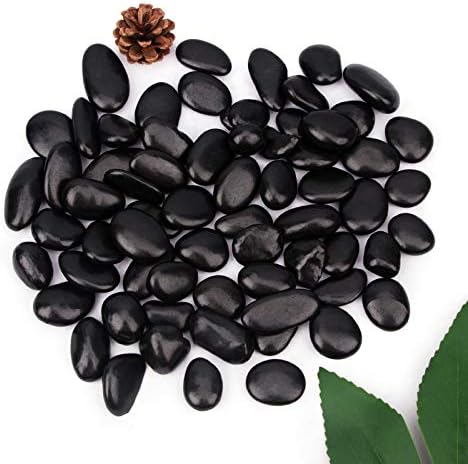 [18 Pounds] Black Pebbles Aquarium Gravel River Rock, Natural Polished Decorative Gravel,Garden Outdoor Ornamental River Pebbles Rocks,Black Stones，Polished Gravel for Landscaping Vase Fillers (18.6)