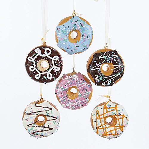Kurt Adler D2993 Foam Donuts Ornaments, 6 Assorted - 2 Each Chocolate And Vanilla And 1...