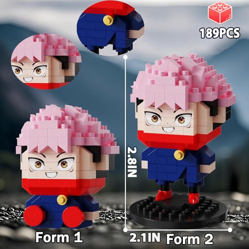Image of 5 JJK Jujutsu Battle Figures Building Blocks Set, 2IN1 Sitting&Standing Cute Popular Spell Kaisen Characters Brick Micro Headz, Japanese Manga Merch Ideal Valentine's Day Gift for Adult Teen 961PCS