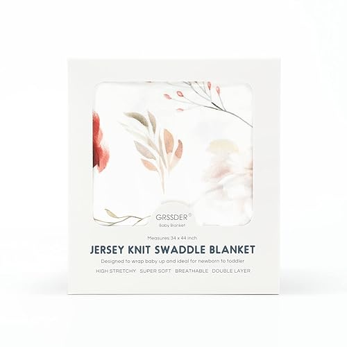Miniatura 6 de GRSSDER Mantas de bebé súper suaves y elásticas de punto de jersey para bebé, manta reversible de doble capa de 34 x 44 pulgadas, extra grande para