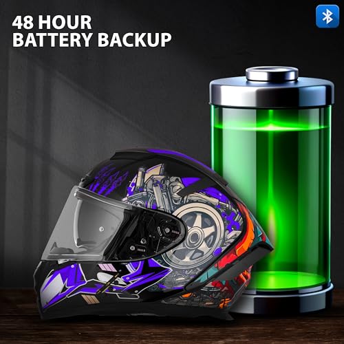 Image of Steelbird SBH-32 Trickster Bluetooth ISI and Dot Certified Full Face Helmet for Men and Women with Inner Smoke Sun Shield