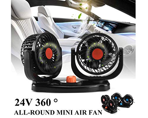 Image of WolkomHome Car Fan 12 Volt hi speed 12V 360 Degree All-Round Adjustable Auto Air Cooling Dual Head Fan Low Noise Auto Cooler Air car fan 12 volt hi speed cooler for all cars