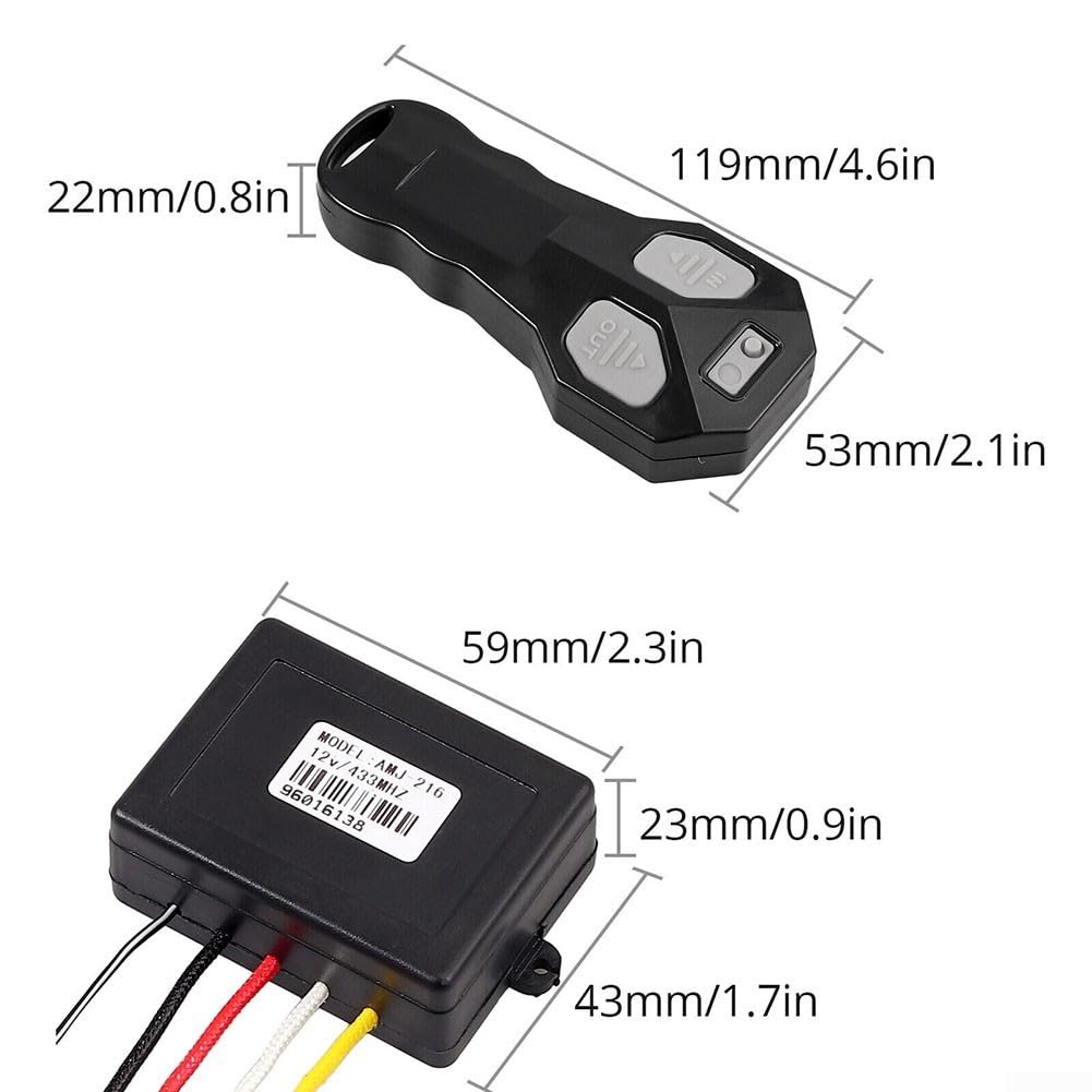 Gdfnmogo Kit de control remoto inalámbrico de cabrestante eléctrico de 12 V 24 V con alcance de 30 m, receptor impermeable para vehículos todoterreno, 2 mandos a distancia incluidos