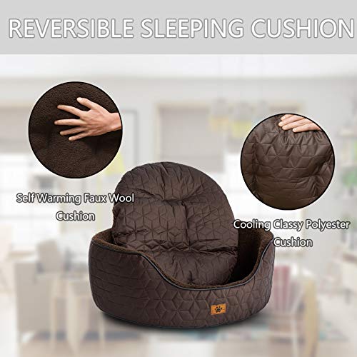 Luxury Dog Bed for Small Medium Dog Washable Removable Covers Oval Cozy Calming Cat Bed - Image 4