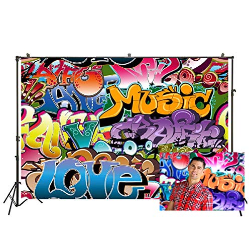 Konpon 7X5Ft Silk Cloth Graffiti Photography Backdrops Photo Props Studio Background Kp-039 #TOP1