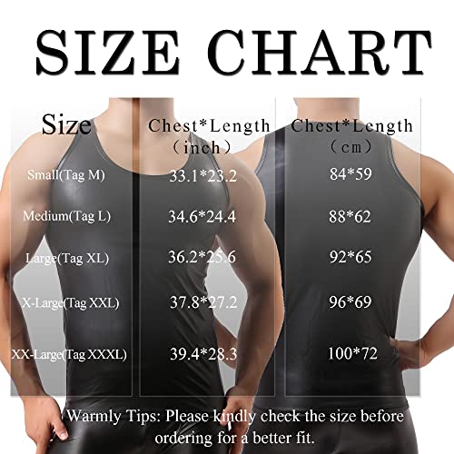 YUFEIDA Men's Faux Leather Vest Undershirt Tank Top Sleeveless Shirt Waistcoats2