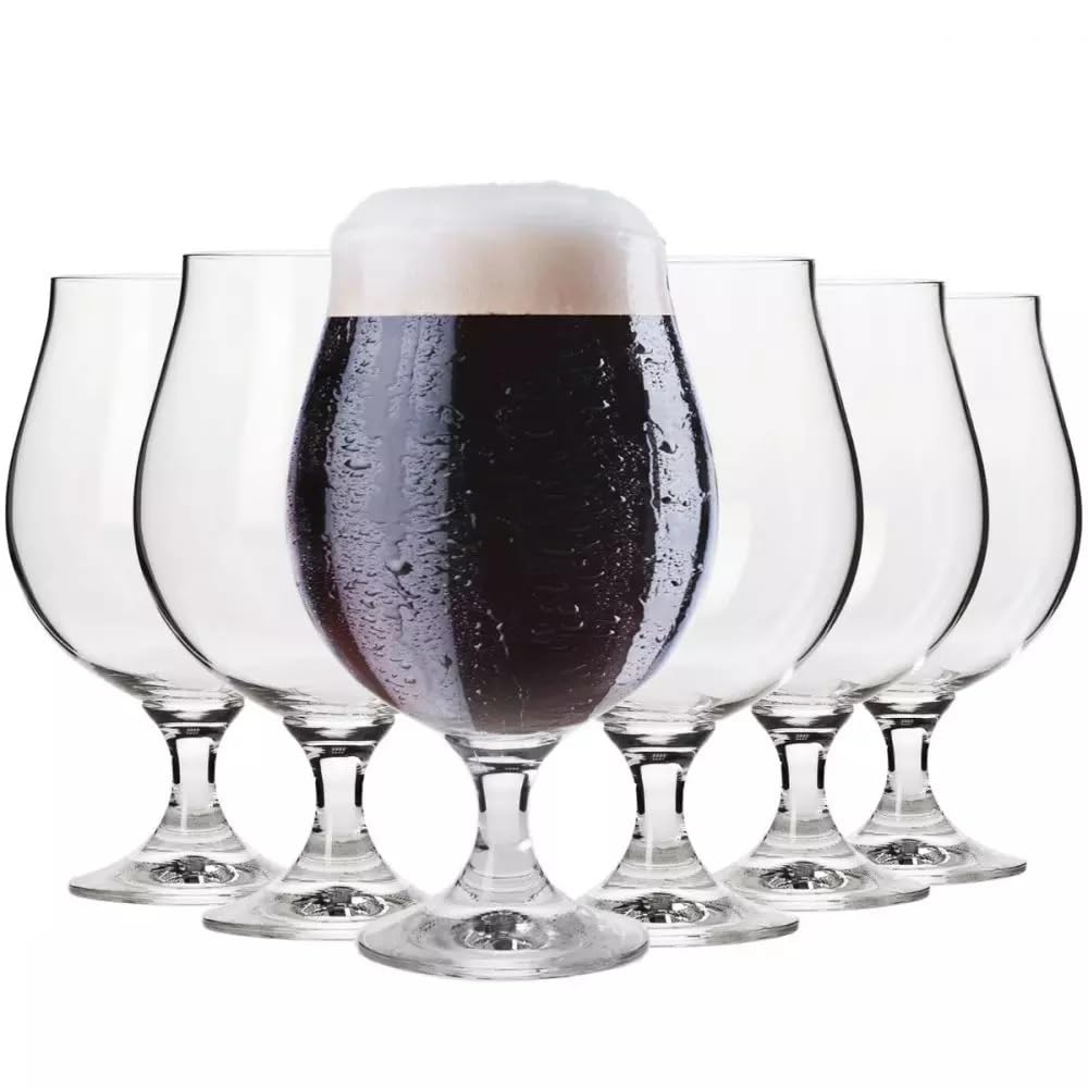 Krosno – Vasos para Cerveza 620 ml – Juego de 6 unidades – Colección Elite – Copas para Cerveza Negra – Cristal sin Plomo – Diseño Elegante y Moderno