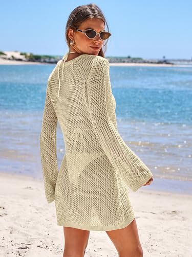 Image of ANRABESS Women Beach Crochet Cover Ups Summer Knit Swimwear Mesh Bathing Suit Hollow Out Dress 2026 Vacation Swimsuit