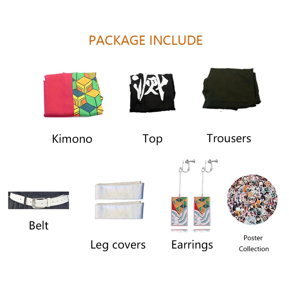 Anime Demon Kimetsu Tomioka Giyuu Cosplay Outfit Mitsuri Full Set Para Halloween Kimono Accesorios Hombres Chico Traje Uniformes (S, Navy)