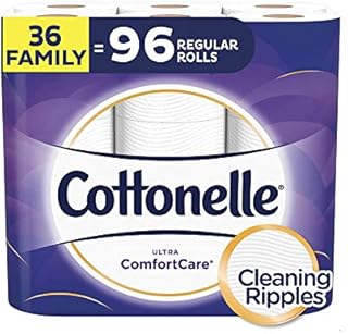 Cottonelle Ultra ComfortCare Toilet Paper, Soft Biodegradable Bath Tissue, Septic-Safe, 36 Family Rolls