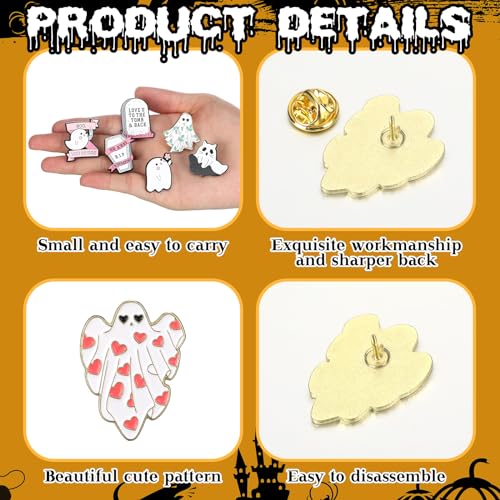 Image of 20 Pcs Halloween Pins Skull Spooky Skeleton Horror Dark Goth Ghost Brooch Pins for Women Men Bag Jacket Backpack Hat Pant Clothes Accessories