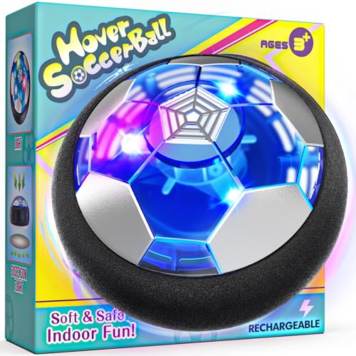 Product Image of the Freecat Rechargeable Hover Soccer Ball for Kids Indoor Games, Light-Up Soccer Toy with Soft Foam Bumper, Air-Powered Floating Ball Game, Birthday Gift for Boys and Girls Ages 4-12