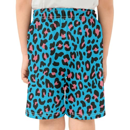Blue Leopard Pattern Boys Athletic Shorts Kids Basketball Shorts Gym Short for Summer L3