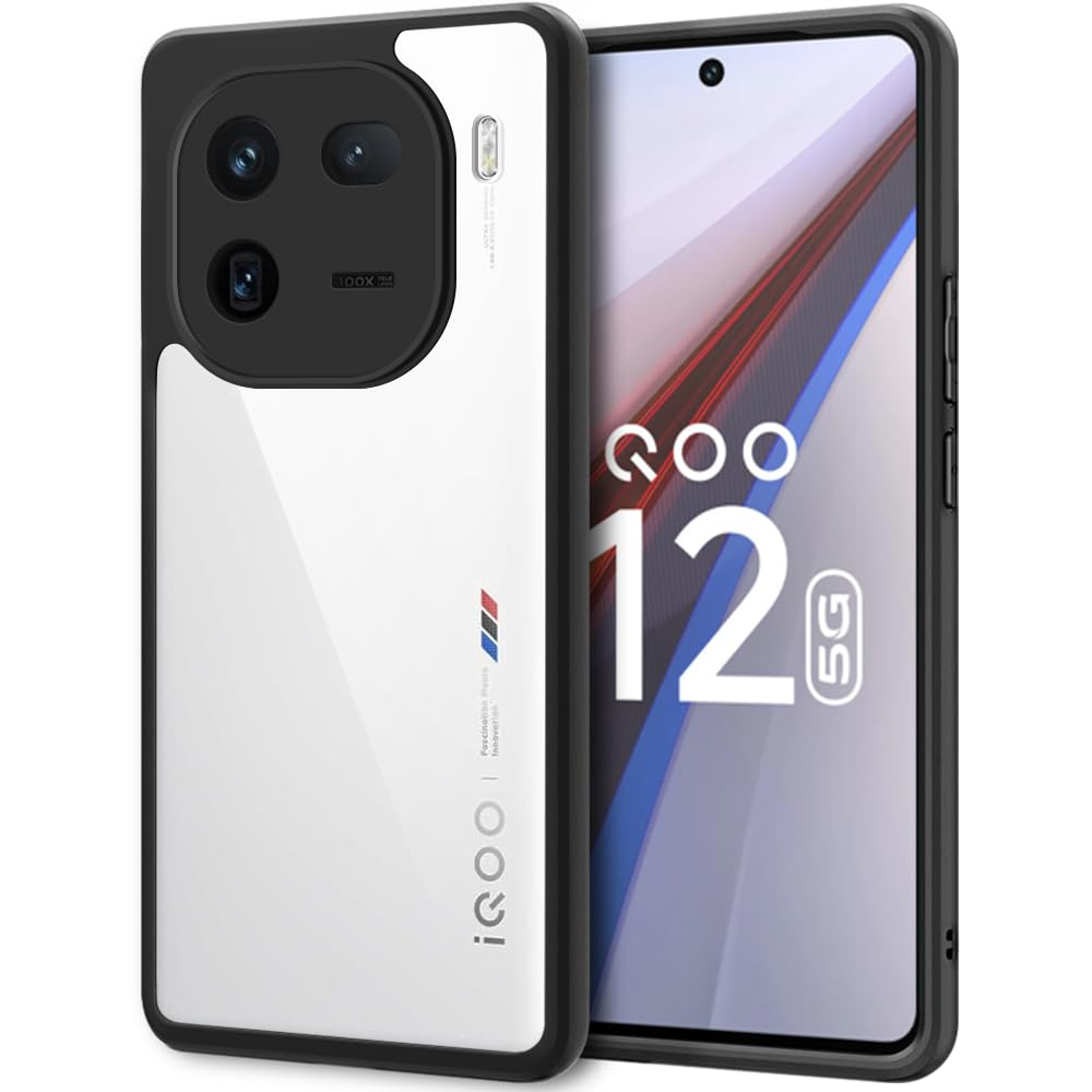 TheGiftKart Ultra-Hybrid Shockproof Back Cover Case for iQOO 12 5G | Camera Protection Bump | Hard Back Cover Case for iQOO 12 5G (PC & TPU, Crystal Clear Back, Black Sides) (B0CPFTTFLK) Amazon Price History, Amazon Price Tracker