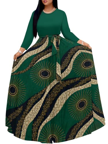 Image of Plus Size Maxi Dress for Women V Neck 3 /4 Sleeve Wrap Dress
