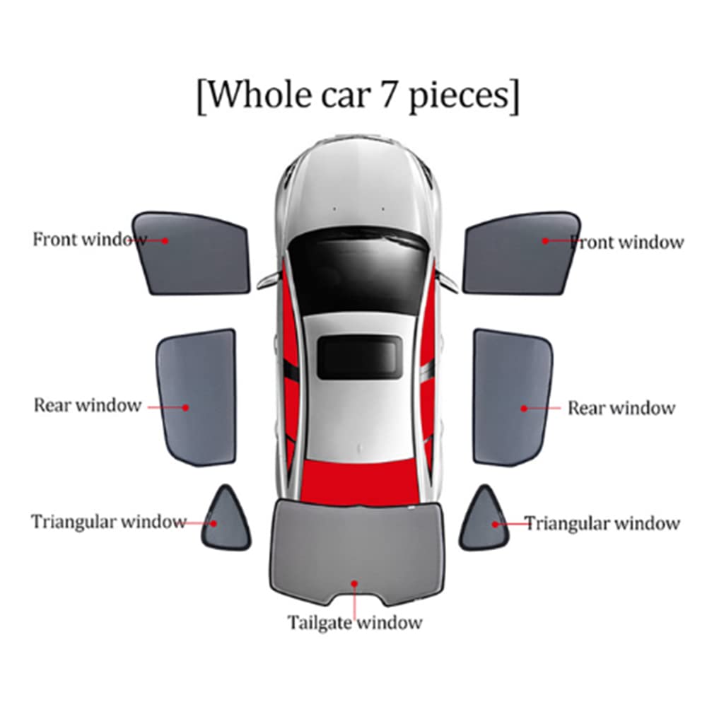SUROK Tendine Parasole Auto per H-Onda HR-V hrv vezel 2022 2023, Auto Finestrini Laterali Parasole Magnetica Protezione UV Privacy Anti-Zanzara Antipolvere,Set of 7 Pieces