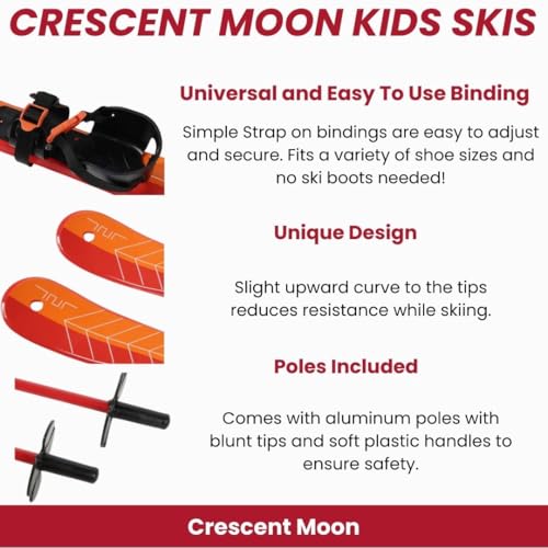 image for Crescent Moon Cross Country Skis for Kids Backyard Fun: Toddler Skis w
