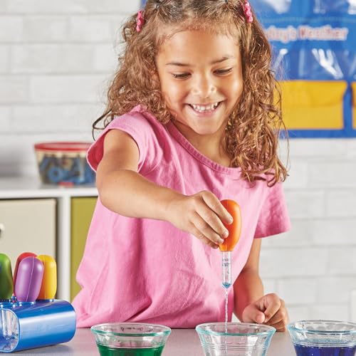 Learning Resources Riesen-Pipetten (Set mit 6 Stück in Halterung), pipetten groß für tuff Tray & Sensory Play, wasserspielzeug Kinder, Pipette für wissenschaftliche experimente für Kinder ab 3+