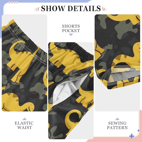 Yellow Dinosaurs Dark Boys Pants Girl Sleep Pants Long Trousers Elastic Waist Lounge Bottoms S4