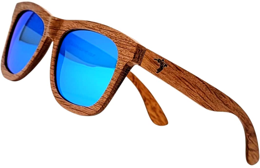 Gafas de sol de madera | Polarizadas | Marco de madera vintage | 100% protección UVA/UVB | Funda de bambú | Hombres y mujeres, Marco de madera natural 7