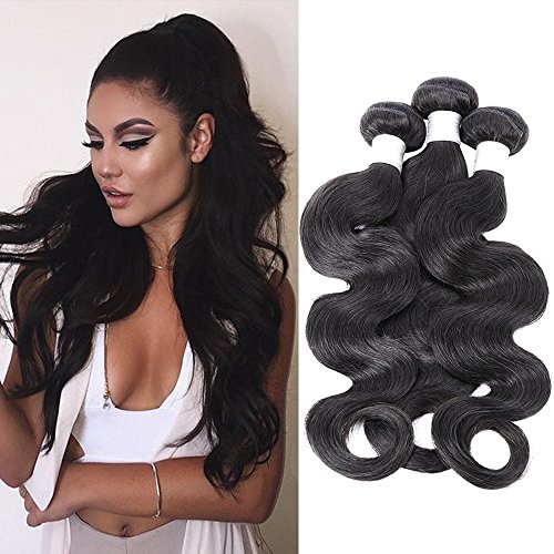 Dralingbaby Hair Products Mixed Length Unprocessed Virgin Brazilian Remy Human Hair Extensions Body Wave 3 Bundles 300g Total Natural Color(20inch22inch24inch)