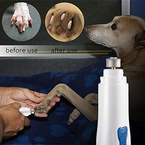 WOLFWILL Super Silent Electric Pet Nail Grinder Gentle Paws Nail Clipper Cuticle Smooth Trimmer for Dog Cat Rabbit-White