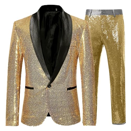 Traje de lentejuelas para hombre con americana y pantalón glam para escenario 6