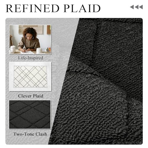 Biscpro Fußmatte Innen Außen 50 x 80 cm Schwarz, Diamantmuster Bodenmatte, Waschbar Türmatte für Eingang, Küche, und Wohnzimmer, Teppich, Haustür, Patio, Garten