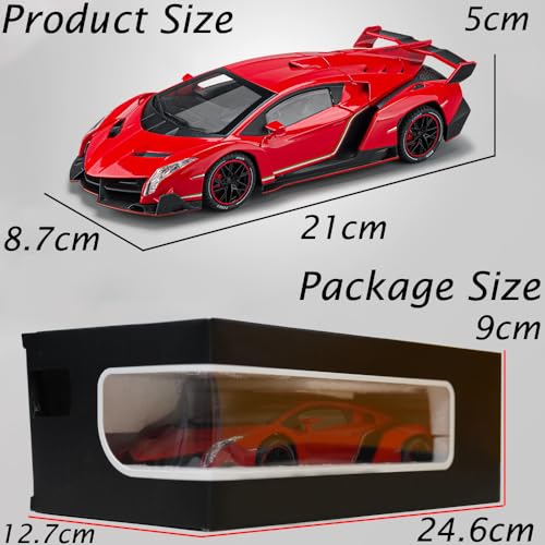 Modelo de coche Lambo Veneno 1:24 rojo con luz y sonido miniatura 2
