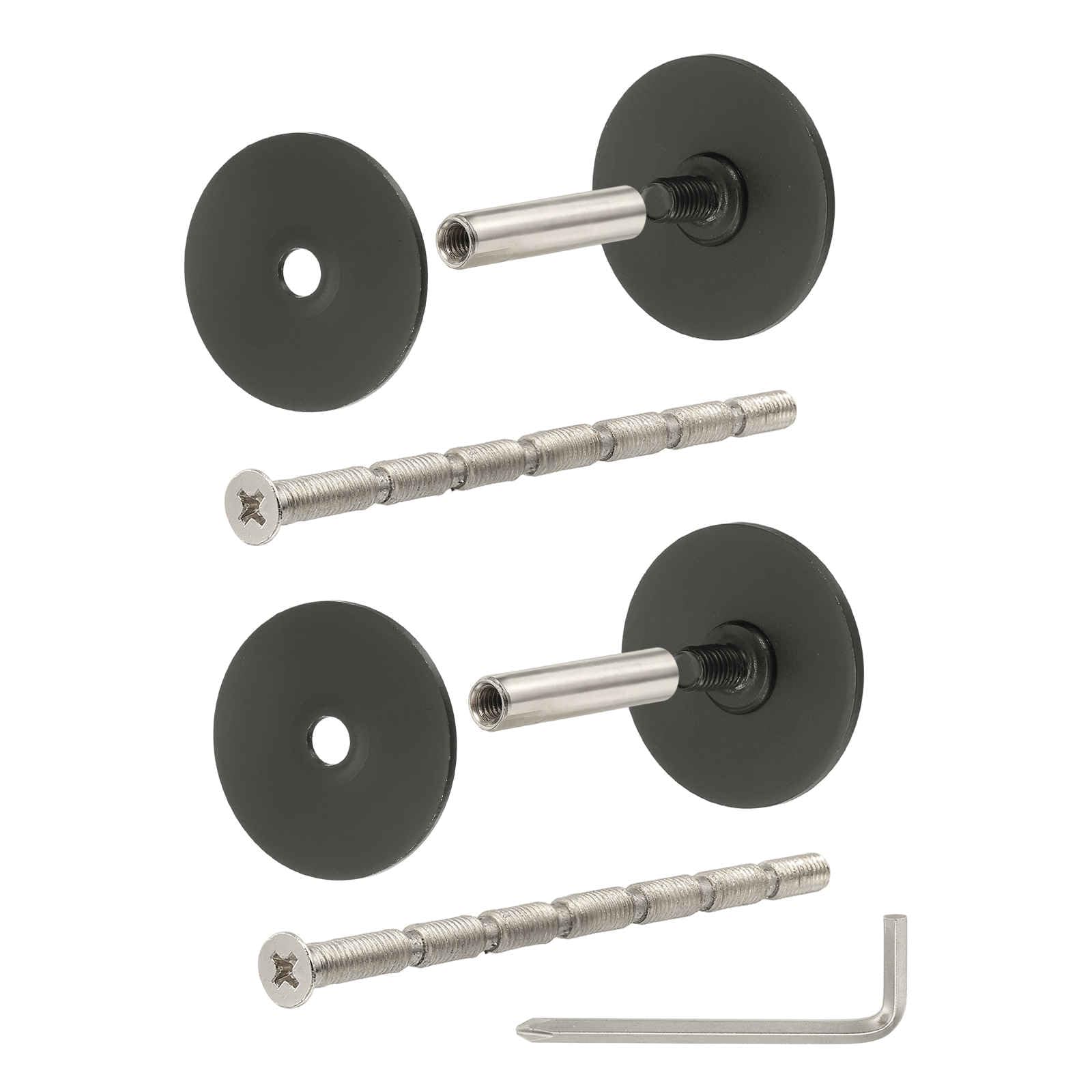 PATIKIL 2Pcs Door Hole Cover Plate, (Black) Stainless Steel Deadbolt Cover Plate Door Knob Hole Filler Plates with 3.54" Connecting Screws, Suit for - 1" Holes/Door/Cabinet/Wall