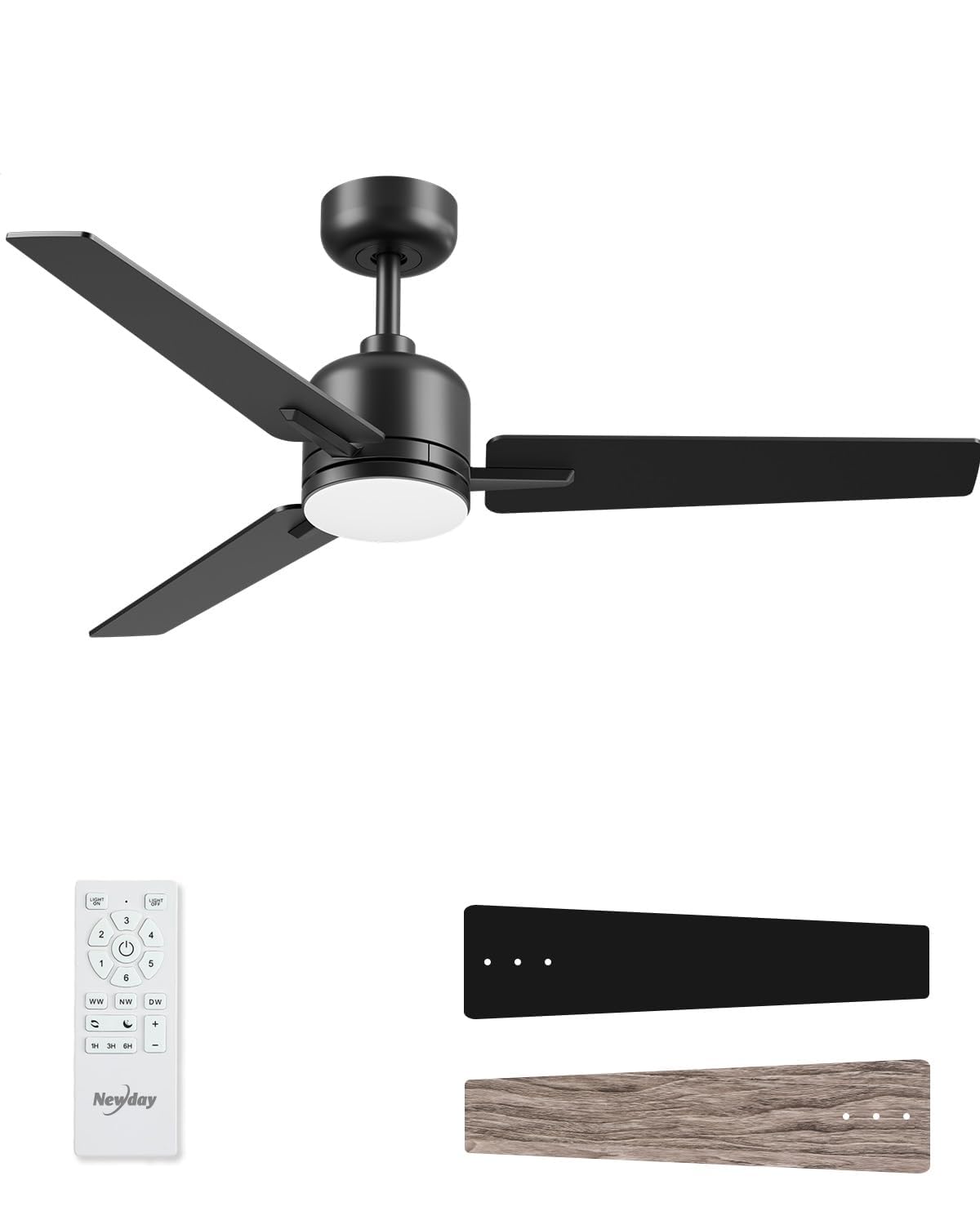 Newday Modern Ceiling Fan, Black