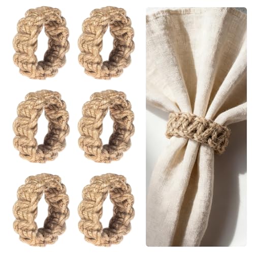 TZQFROCE Serviettenringe 6 Stück Gewebte Serviette Ringe Set Serviettenring Hohler Serviettenringe...