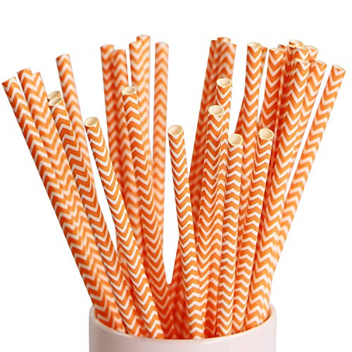 Webake 100 pitillos de papel con diseño chevron naranja y verde