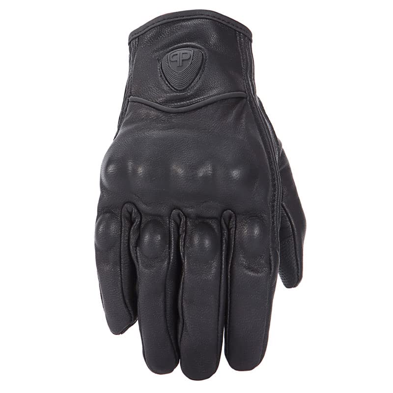 Guanti Moto Guanti Moto In Pelle Traforata Retrò Touch Screen Ingranaggi Protettivi for Le Dita Motocross Neri Impermeabili