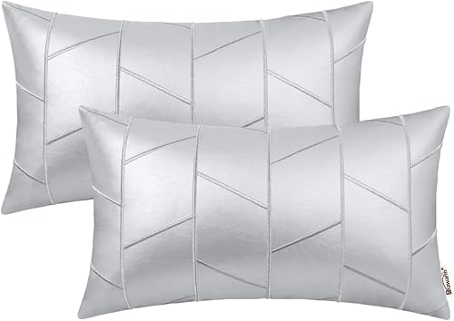 Miniatura 33 de BRAWARM Fundas de almohada de piel sintética de 18 x 18 pulgadas, fundas de almohada de cuero negro, paquete de 2, almohadas decorativas de cuero