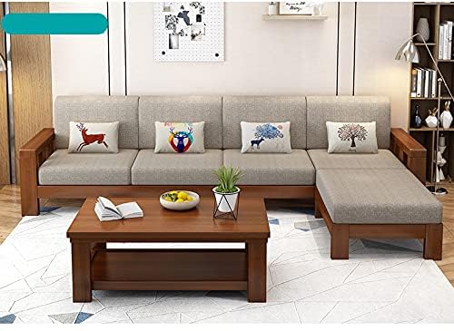 Image of Sheesham Solid Wood L-Shape Sofa for Living Room (L-Shape) (Honey 1)