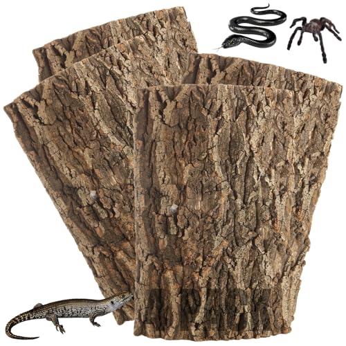 Image of RHBLME 4 Pack Cork Bark, 11.8 inch L x 7.8 inch W Cork Bark for Reptiles, Cork Bark for Terrarium, Reptile Tank Background Terrarium Backdrop Wall Decor Natural Reptile Climbing Mat