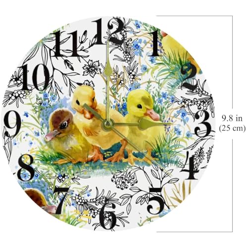 Horloge murale pour école et maison Little Fluffy Ducklings créant une ambiance sereine