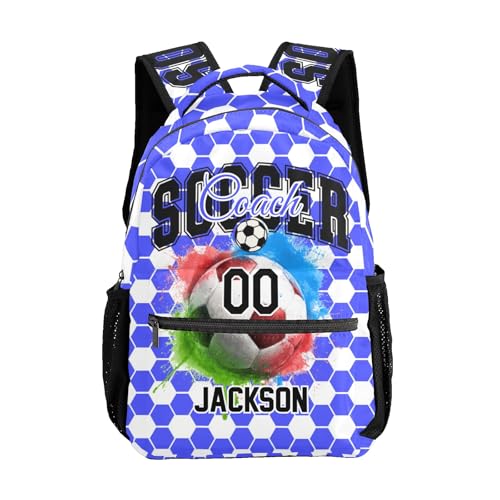 Custom Blue Soccer Bag for Sport Personalized Football Backpack Bag,Soccer Dad Travel Daypack