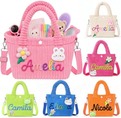 Personalized Purse for Girls & Toddler, Custom Name Corduroy Crossbody Bag