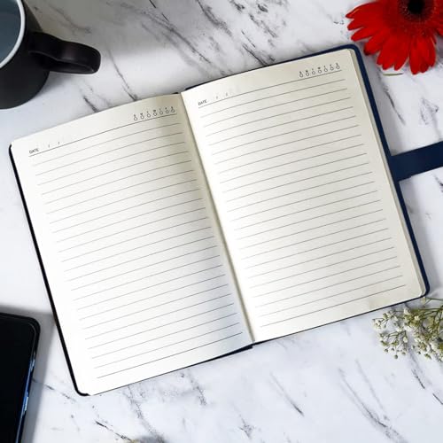Image of Giftana Personalized Diary with Name, Customized Leather Diaries with Magnetic Overlap Lock,192 Pages, Personalised A5 Notebook Diary, New Year Corporate Gifts for Employee (Blue)
