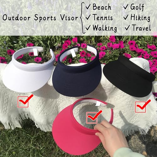 Ydocqli 3 Pack Sun Visor Women Wide Brim Hat Adjustable Outdoor Cap Cotton Clip On Visors Hats Headwear Men Sport Running Golf Travel thumb #4