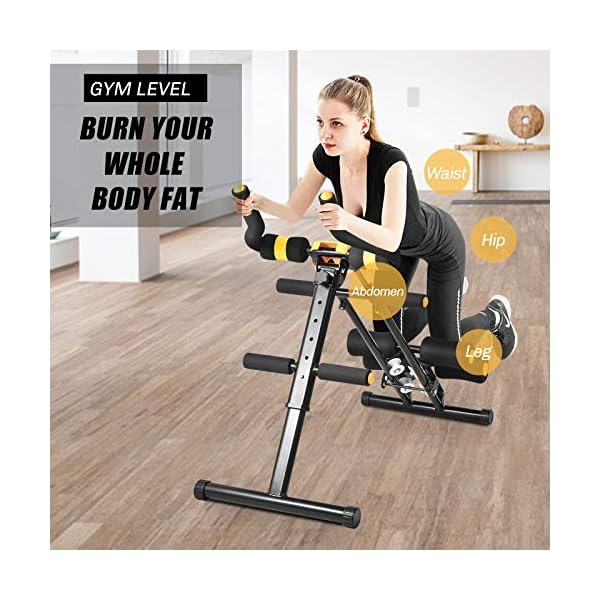 Core & Abdominal Trainers, Ab Machine Exercise Equipment for Home Gym, Strength Training Ab Cruncher Foldable Fitness Equipment, Whole Body Workout Machine for Leg, Thighs, Buttocks Shaper (Yellow)