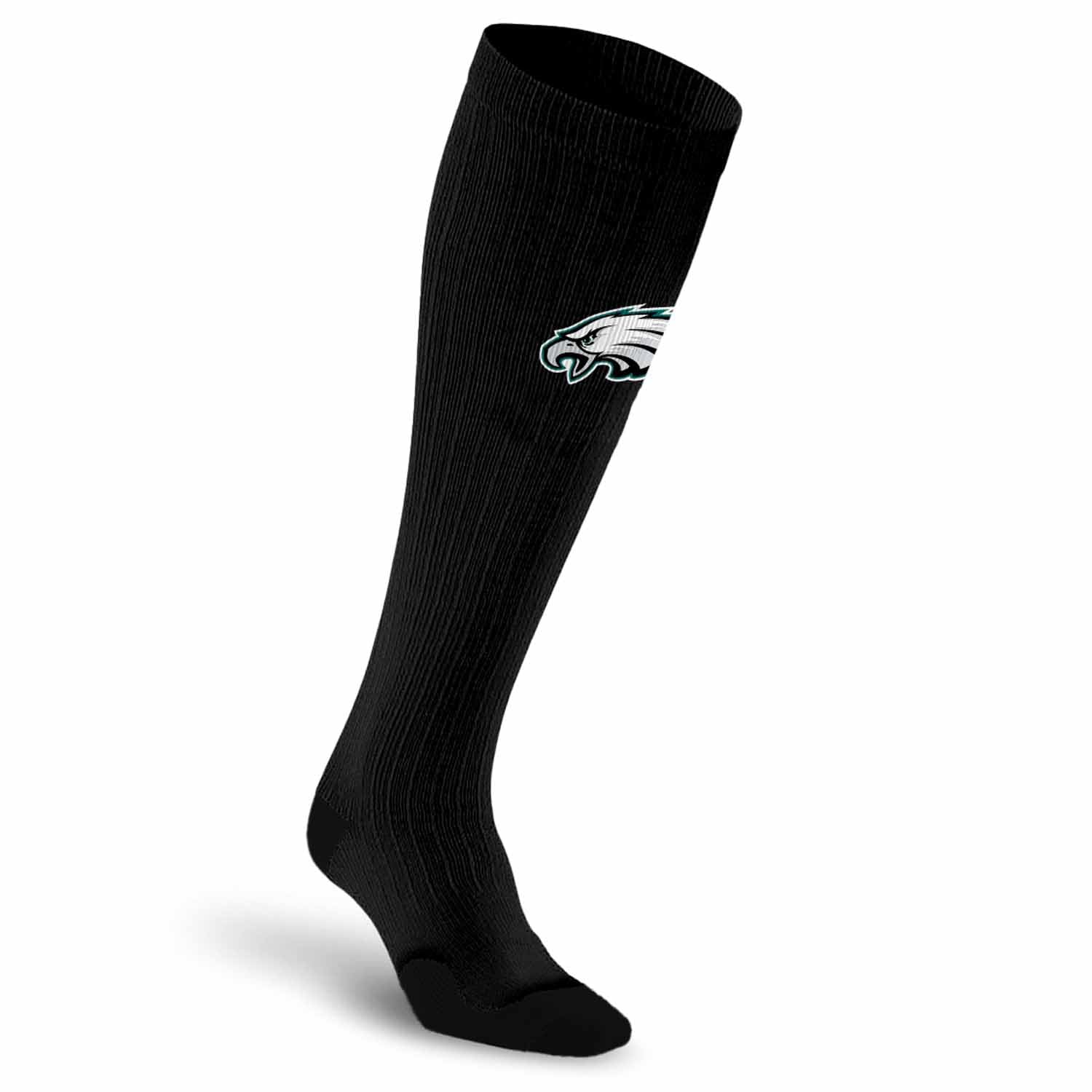 For Bare Feet NFL Adult Knee High-Performance Socks, All Black, Unisex Design, Recovery Wellness Exercise Accessory