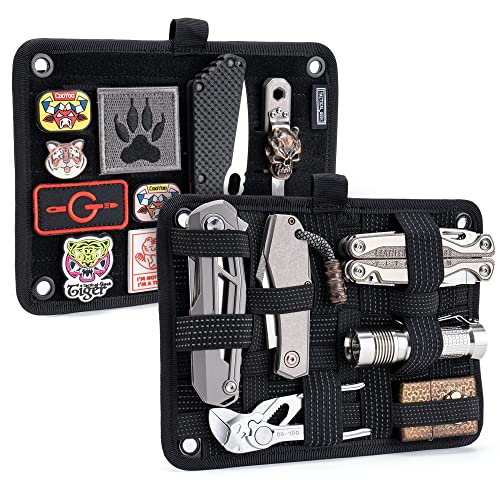 TACTICAL_GEEK TCM EDC Organizer Board, Backpack Anti-Slip Elastic Woven Board for Travel Gear, Elastic Grid Organizer for Electronics Accessories Travel Cables Chargers and More Black